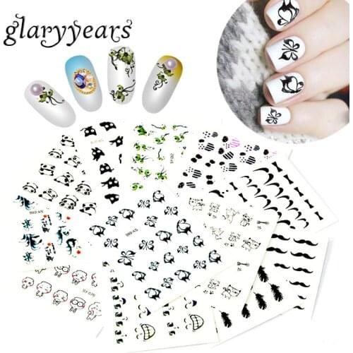 Glaryyears 1 Sheet Water Transfer SY Nail Art Wraps Nail Sticker Decoration Black Feather Pattern Decal Manicures Tips 2019 Cute