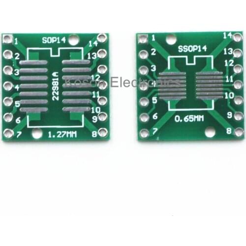 10PCS Pinboard TSSOP14 SSOP14 SOP14 to DIP14 14pin IC adapter Socket Adapter plate PCB