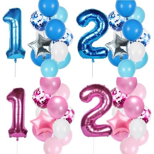 12pcs big 40inch number balloons boy girl birthday party decoration kids confetti latex balloon baby shower number ballon baloon