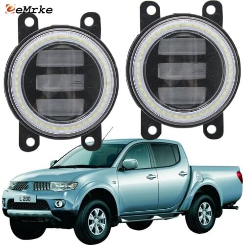 2PCS Led Angel Eye DRL for Mitsubishi L 200 Triton Strada Sportero 2010-2013 2014 LED Fog Lights Lens Daytime Running Light 12V