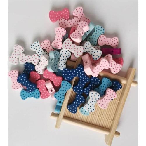 50Pcs Colorful Bow-Knot Shape Wooden Beads Children’s Educational DIY Crafts Handmade Decorations Baby Toys Accessories