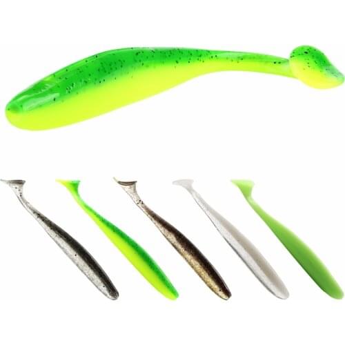 6Piece/lot Soft Bait SL015 Fishing Lure 114mm/4.5in 7g/0.25oz with Sequin T Tail Artificial Bait Silicone for Carp Fishing
