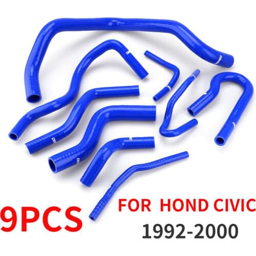 CNSPEED 9 Pcs Silicone Radiator Coolant Hose Silicone hose kit For FOR HONDA CIVIC D15 D16 EG/EK