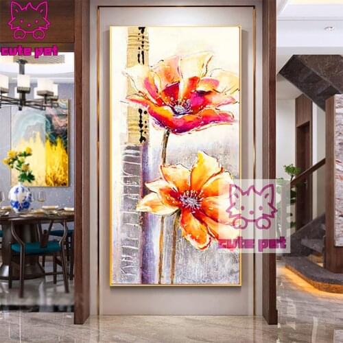 Diamond Painting Nordic light luxury flower lotus DIY cross stitches full drill Gift Embroidery Diamond Mosaic Decoration large