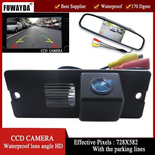 FUWAYDA CCD Car Rear View Camera with parking lines for Mitsubishi Pajero V3 V6 V8 Zinger 4.3 Inch Rear view Mirror Monitor