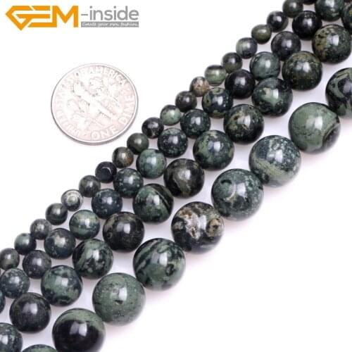 Gem-inside 4mm-10mm Natural Round Dark Blue Rhyolite Kambaba Jasperss Stone Beads For Jewelry Making 15" DIY Jewellery