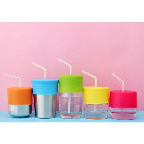 Color Silicone Sippy Cup Lids Straw Spill Proof Cup Cover for Water Bottle Mason Jar Baby Toddler BPA Free 10pcs/lot DEC415