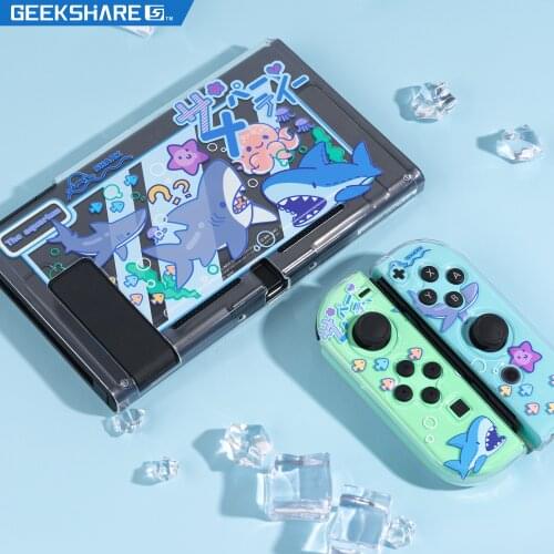 GeekShare Nintend Switch Shell Cute Cotton Shark Party Translucent TPU Soft Full Cover Case For Nintendo Switch Accessories