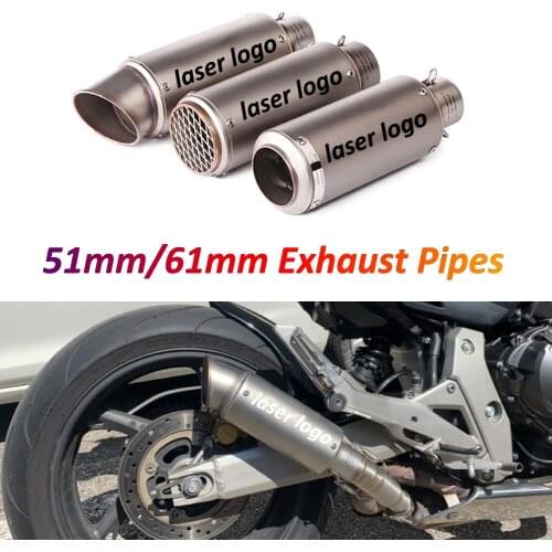 Motorcycle Exhaust Pipe Muffler Pit Bike Scooter Pot Moto with Laser Logo for Suzuki GSXR 600 K7 Hayabusa MT09 Z900 Ninja 400