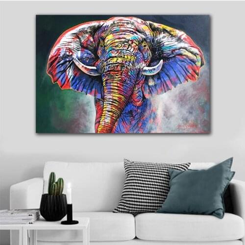 GoldLife Abstract Animal Oil Painting on Canvas Wall Art Picture Colorful Elephant Canvas Prints Paintings For Home Room