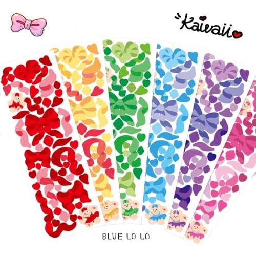 Korea Ins Kawaii Bow Ribbon Sticker DIY Scrapbook Mobile Diary Stationery Party Gift Decoration Sticker