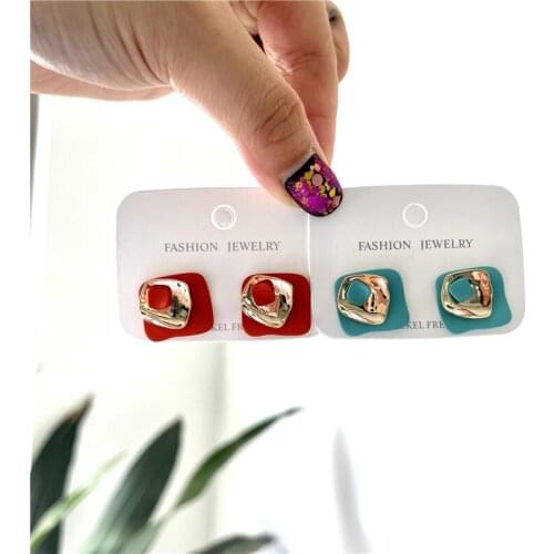 Summer Style Geometry Three-Dimensional Enamel Drop Womens Earrings Fashion Jewelry for Girl Gift