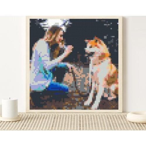 MAXFUN Photo Custom 4800 PCS Building Block Painting Owner And Pet DIY Puzzle Pixel Art Mosaic Wall Mural Home Decorations Gifts