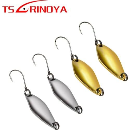 TSURINOYA 4Pcs Metal Bait 28mm 2.3g Copper Spoon Fishing Lure Gold Silver Trout Single Hook Spinners Lure Bait Pesca Wobbler