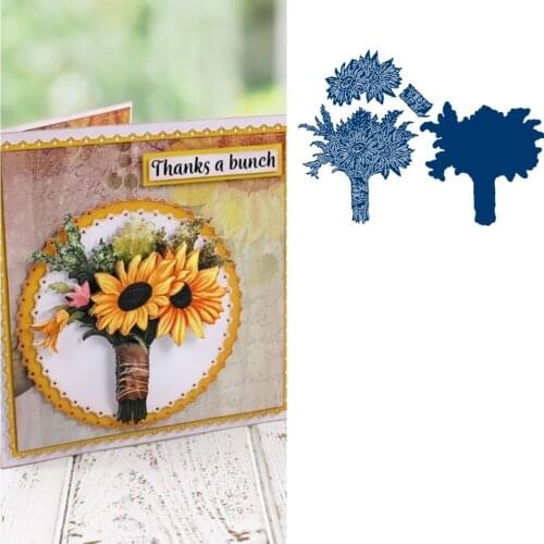 Sunflower Bouquet Metal Cutting Dies Scrapbook Diary Decoration Stencil Embossing Template DIY Greeting Card Handmade 2021 NEW