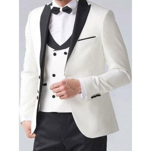 Fashion Made Puls Size Custom High Quality White Suits For Wedding Bridegroom Best Man Suit Slim Fit Wedding Business Party 3Prc