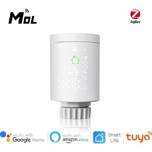 MOL Tuya 1pc Smart ZigBee Radiator Actuator Programmable Thermostatic Radiator Valve Temperature Controller Support Alexa