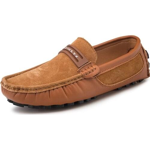 Man Shoes Soft Leather Casual Brand Suede Loafers Moccasins Breathable Slip on Driving Shoes Flat Designer Shoes Handmade Comfy