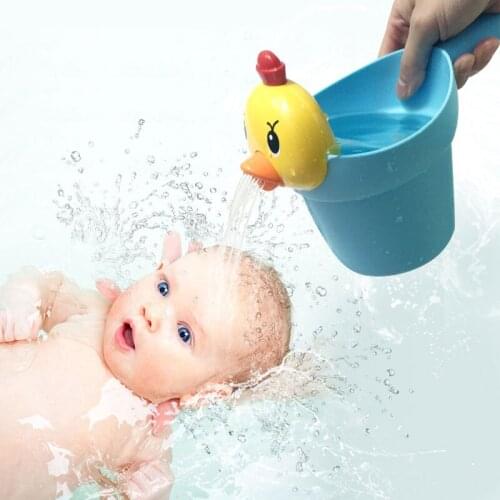 Soft foldable Chick Shape Shower Shampoo Cup Water Scoop Baby Bath Toys Sand Playing Tools Toys For Children Kids Gift