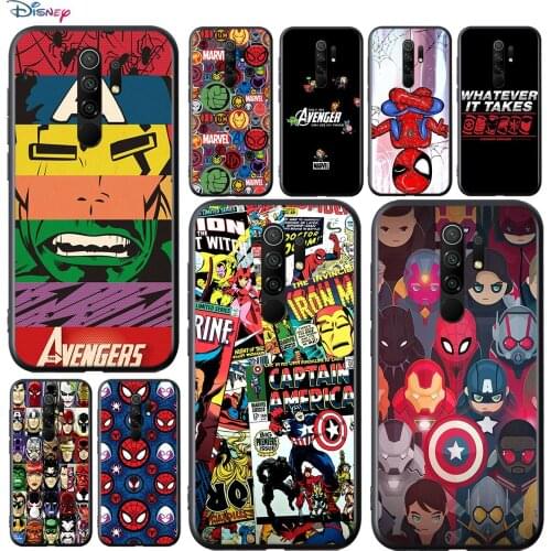 Marvel Avengers Cartoons Logo For Xiaomi Redmi 9A 9C 9 Prime GO 8A 7A 6A 5A 4X S2 Pro Plus Soft TPU Silicone Black Phone Case