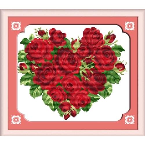 Closer hearts cross stitch kit flower 18ct 14ct 11ct count printed canvas stitching embroidery DIY handmade needlework