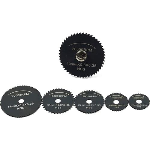 6 Piece Set Hss Cutting Disc Mini Circular Saw Blade Small Saw Blade Nitrided Woodworking Plastic Rotary Drill Tool Accessories