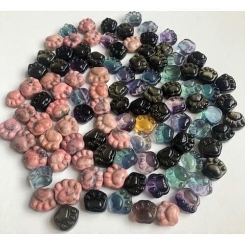 Natural Stone Quartz Mineral Crystal Carved Cat Claw Healing Gemstone Gift