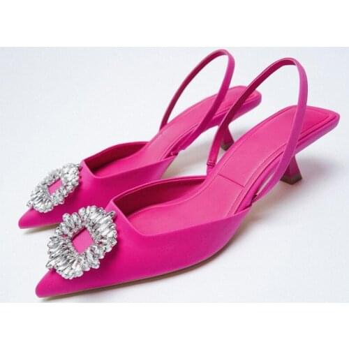 New Summer Sandals 2021 New Womens Shoes Rose Pink Wedding Shoes Sequined Exposed Documentary Shoes For Party