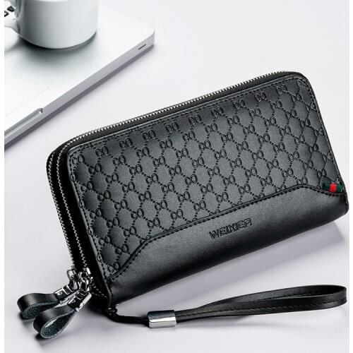 2021 New Wallet Mens Long Double Zipper Wallet Soft PU Leather Handbag Casual Clutch Mens Business Clutch