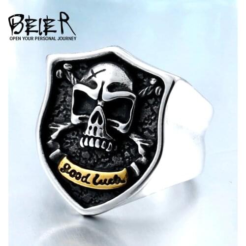 New Store Dropshipping Biker Skull Ring For Man Stainless Steel Unique Punk Men Cool Vintage good luchky Jewelry BR8-469