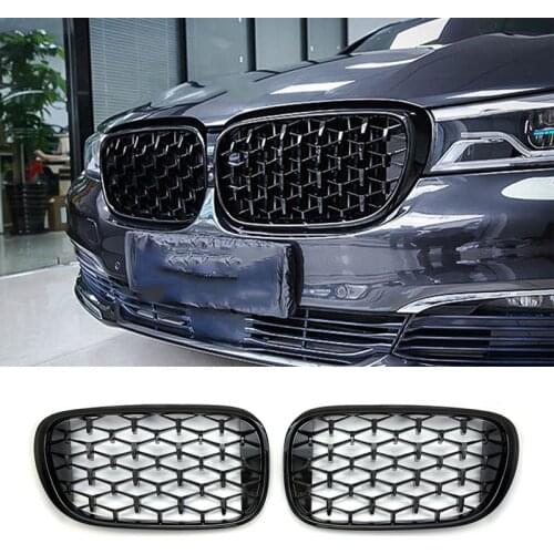 A Pair For BMW 7 Series G11 G12 2016-2020 Diamond Style Front Kidney Grille Racing Grilles Replacements Accessories Car Styling