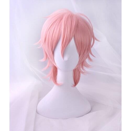 Ayato Yuri Pink Short Wig Cosplay Costume Yarichin Bitch Bu Club Heat Resistant Synthetic Hair Men Party Wigs + Wig Cap