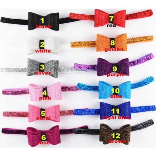 12pcs/set Newborn Luxe Hair Bows Matching Glitter Headband Handmade Hard Bow Headbands girls Hair Accessories FDA50