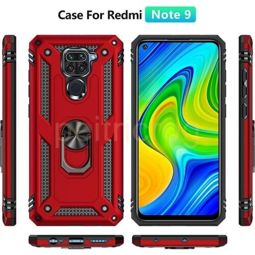 Shockproof Armor Kickstand Phone Case For Redmi Note 9 9S 8 8T Pro K30 Ultra 10 CC9 Finger Magnetic Ring Holder Anti-Fall Cover