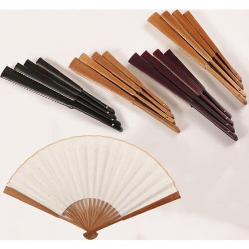 Hand-Paint Foldable Paper Fan Blank Rice Paper Folding Fan White Folding Elegant Paper Hand Fan Wedding Party Favors Dance Fan