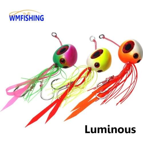 60G-200G Inchiku Luminous Fast Sinking Snapper Jig Rubber Skirts Hooks Saltwater Assist Hook Ice Fishing Lure Tai Kabura Slider