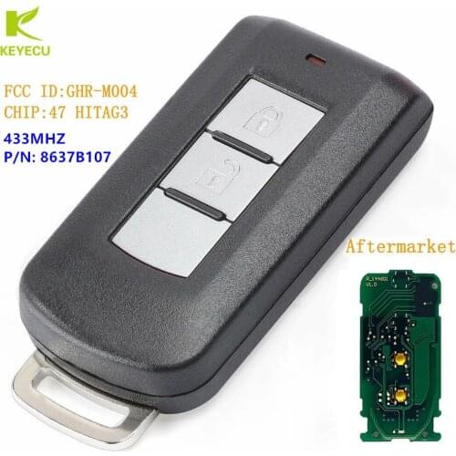KEYECU Replacement Remote Keyless Smart Key 2 Button 433MHZ ID47 chip for Mitsubishi Pajero Sport L200 Montero GHR-M004 GHR-M003