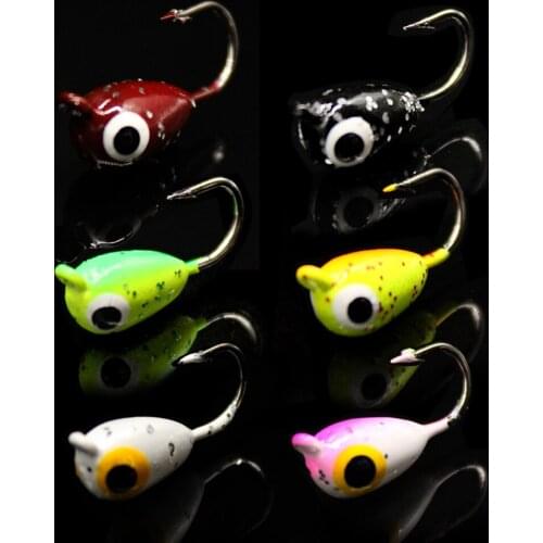 WALK FSIH 6Pcs Ice Jig Drop Shape Mini Hard Bait 18MM 1.9G Sinking Lead Head Hook Metal Lure Jigging Winter Fishing Tackle