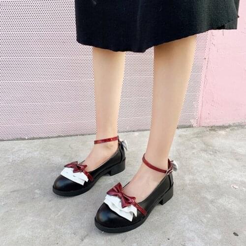 Japanese lolita shoes low heel small shoes tea party round toe doll shoes JK Uniform Lolita Shoes jk Round Head Women Shoes