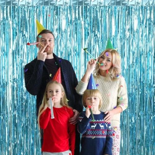 3PCS 2X1M Pink Metallic Tinsel Foil Fringe Curtains, For Birthday Wedding Baby Shower Christmas Party Photo Backdrop