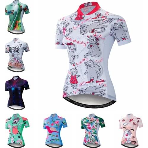 Womens Cycling Jersey Short Sleeve Mountain Bike Jersey 2020 Race Fit Ladies Cycling Clothing Full Zipper Bicycle Jersey Cute