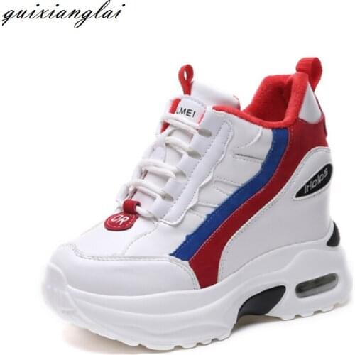 2020 Fashion Women Ankle Boots Autumn Platform Boots Hidden Increasing Sneakers 10 CM Heels Wedge Boots Woman Breathable Shoes