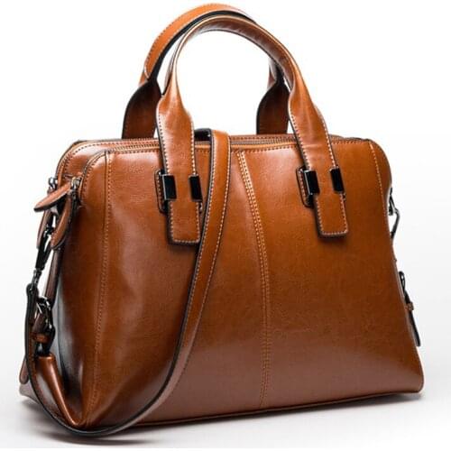 Retro Shoulder genuine leather bags for women 100% Cow Real bag ladies Handbag Women Genuine leather Oil wax Red Brown Pink 2018