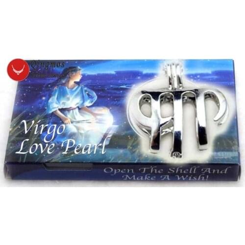 Qingmos Constellation Gift One Box Wish Pearl Chokers Necklace for Women & Oyster Virgo Pendant Love Pearl Necklace-who3637