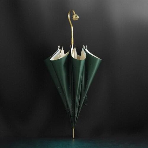 Umbrella Womens Sunny And Rainy Umbrella Curved Handle Exquisite Ball Long Handle Creative Light Luxury Umbrella Lmpact Cloth