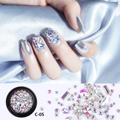 1 Box Mixed 3D Rhinestones For Nails Nail Art Decorations Crystal Gems Jewelry Shiny Stones Charm Glass Manicure Accessories