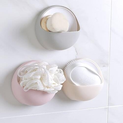 1PC PP Punch-free Sucker Soap Boxes Suction Cup Drain Soap Box Holder Wall-mounted Soap Dish Case Storage Rack Bathroom Shelves