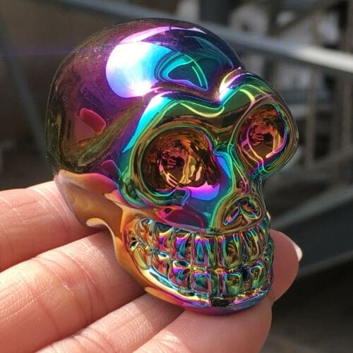 2 "Natural titanium crystal carved skull angel aura energy quartz reiki primary ore chakra specimen collection therapy