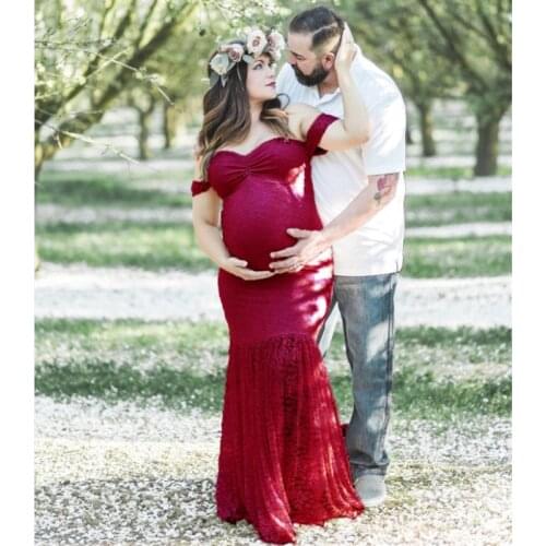 2018 Maternity Photography Props Pregnancy Clothes Maxi Maternity photography Dress Lace Maternity Dress For Pregnancy