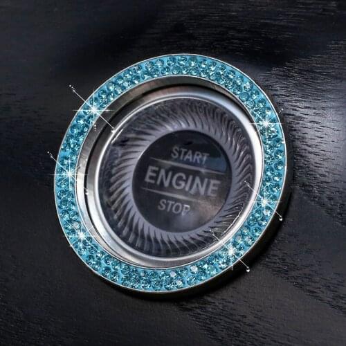 2020 Engine Start Stop Ring Emblem Sticker- Rhinestone Ignition Button Car Key Knob-Interior Bling Push Button Auto Decorative
